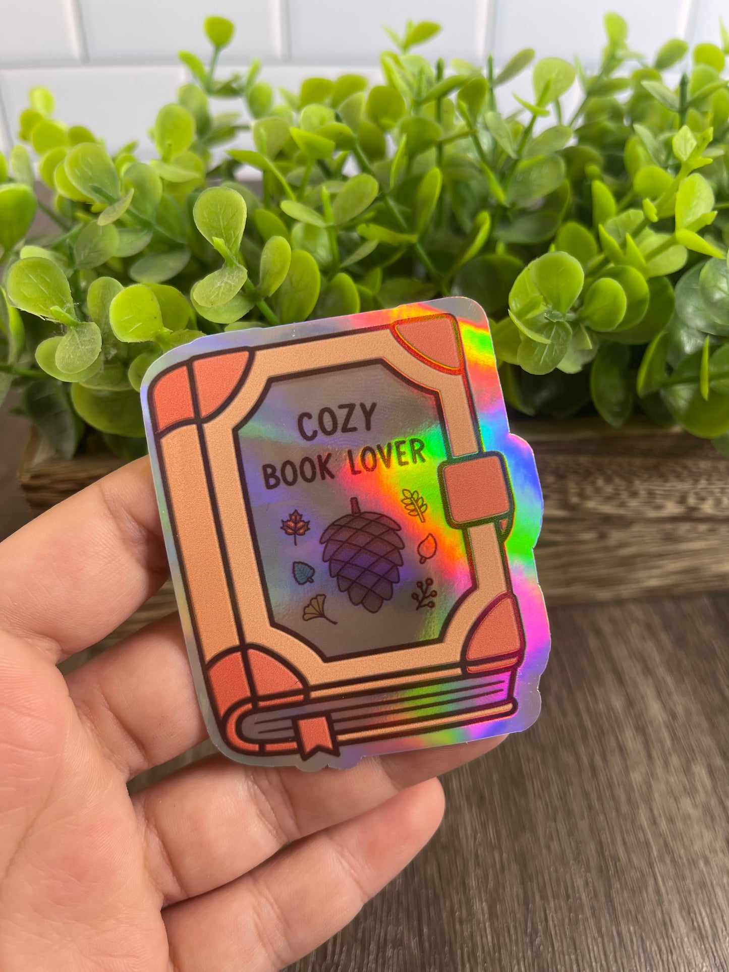 Cozy Book Lover Holographic Vinyl Sticker