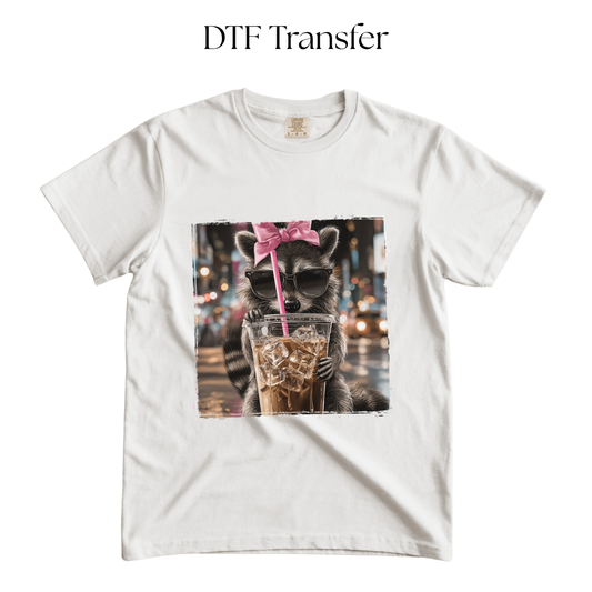 Raccoon Iced Coffee DTF Transfers