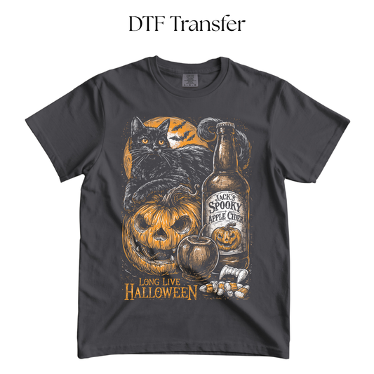 Long Live Halloween DTF Transfer (Press On Black)
