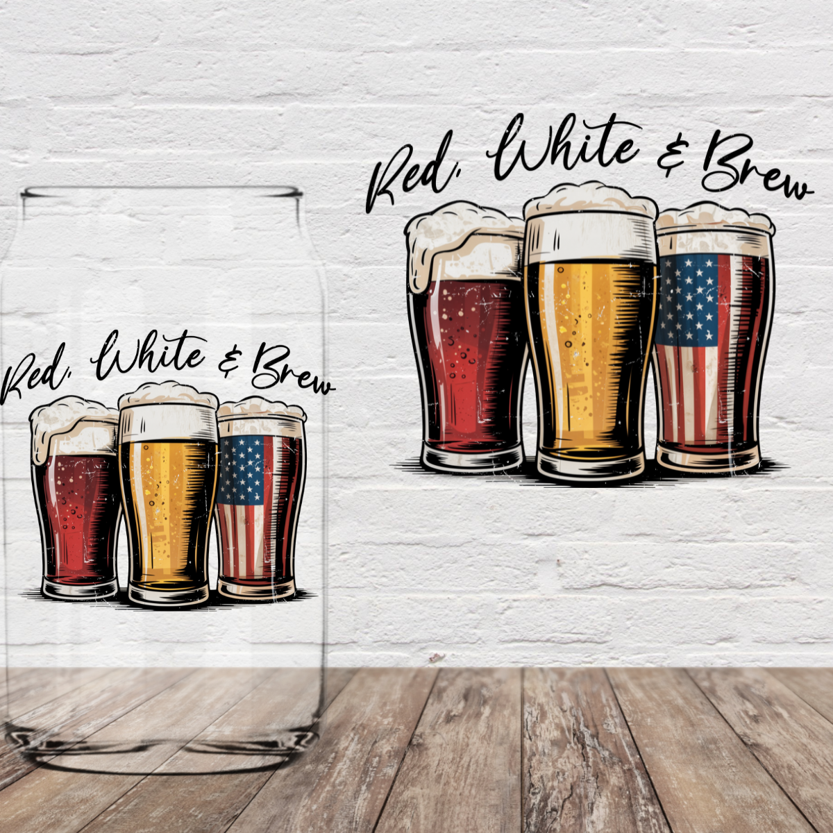 Red White and Brew 4" UV DTF