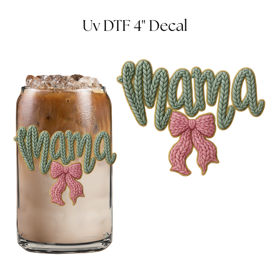 Green Mama Faux Yarn 4” UV DTF Decal
