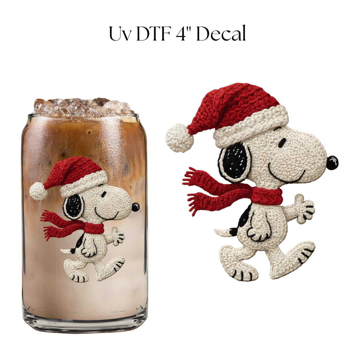 Snoop Santa Hat Faux Knitted  4” UV DTF Decal