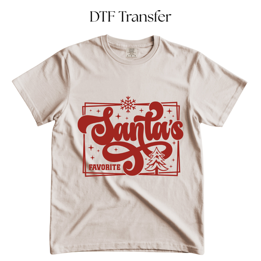 Santas Favorite Red Single Color DTF Transfer