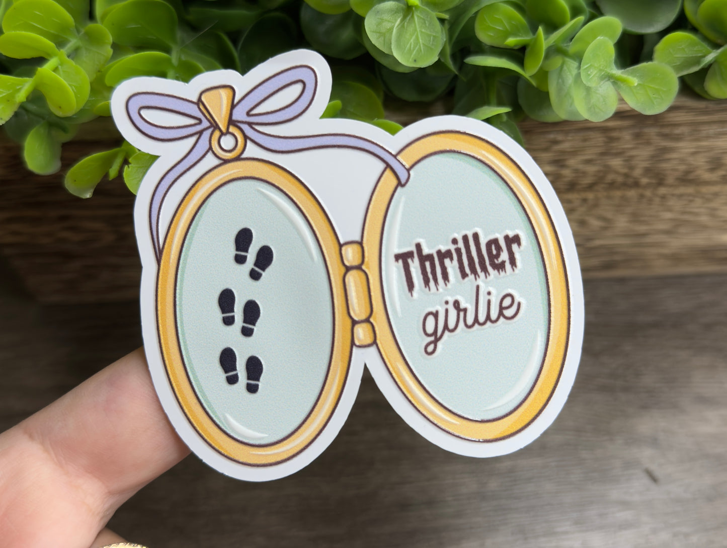 Thriller Girlie Locket Textured White Vinyl Sticker