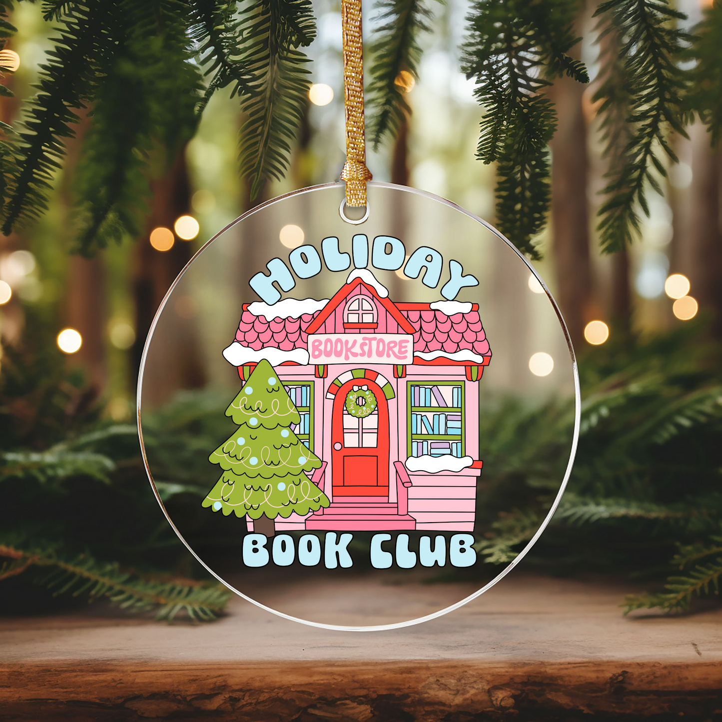 Holiday Book Club Ornament Size UV DTF DOUBLE SIDED