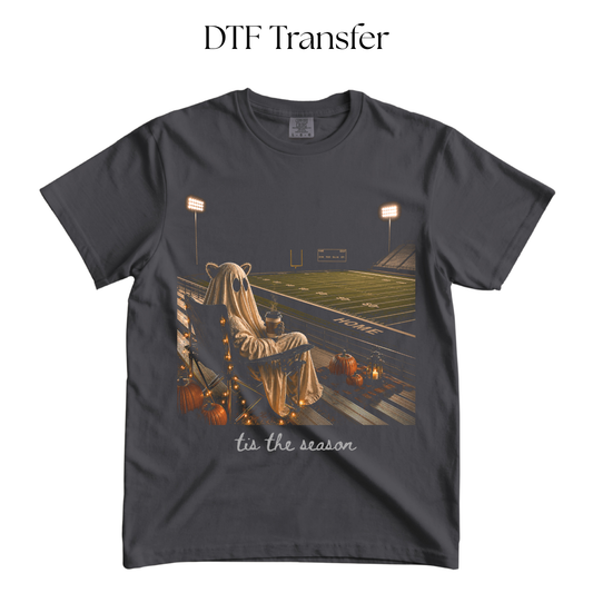 Tis The Football Season Ghost DTF Transfer (Press On Black)