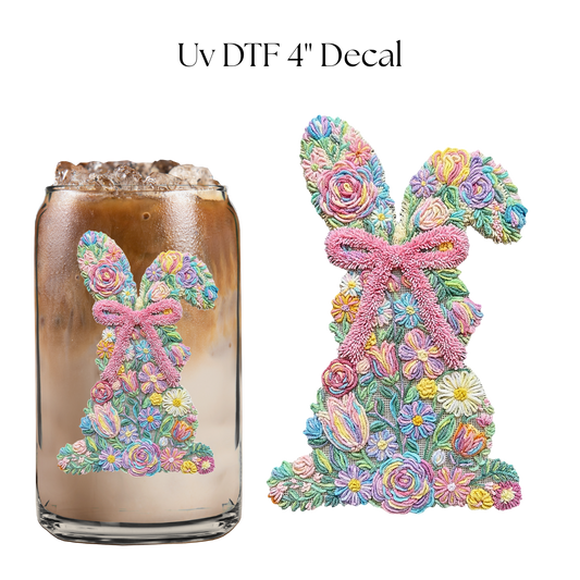 Floral Bunny 4” UV DTF Decal