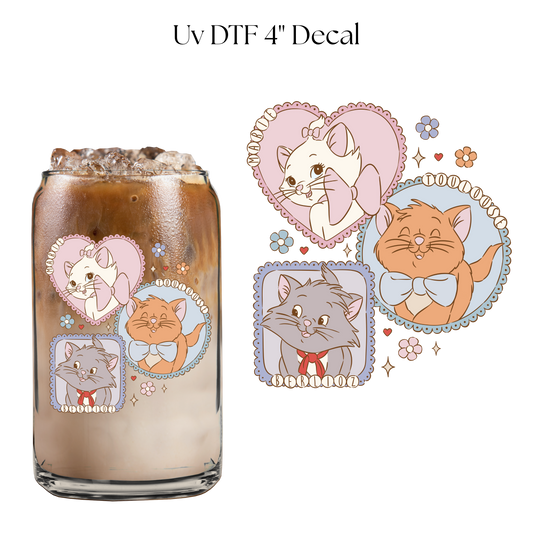 3 Kitties 4” UV DTF Cup Decal