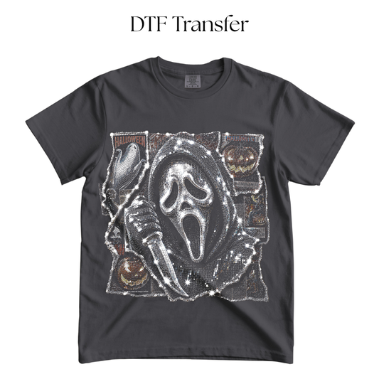 Sparkly Halloween Scream DTF Transfer (Press on Black)