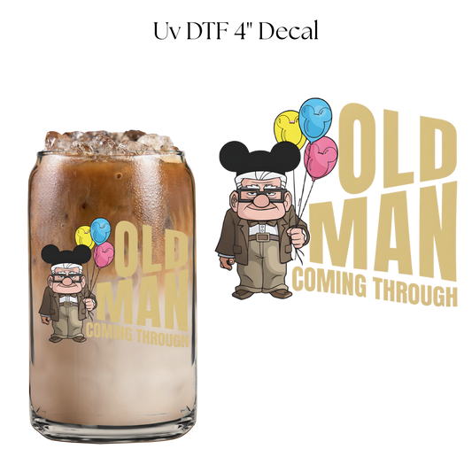Old Man 4” UV DTF Cup Decal