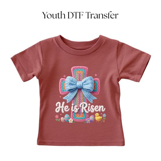 YOUTH He is Risen Faux Knit DTF Transfer