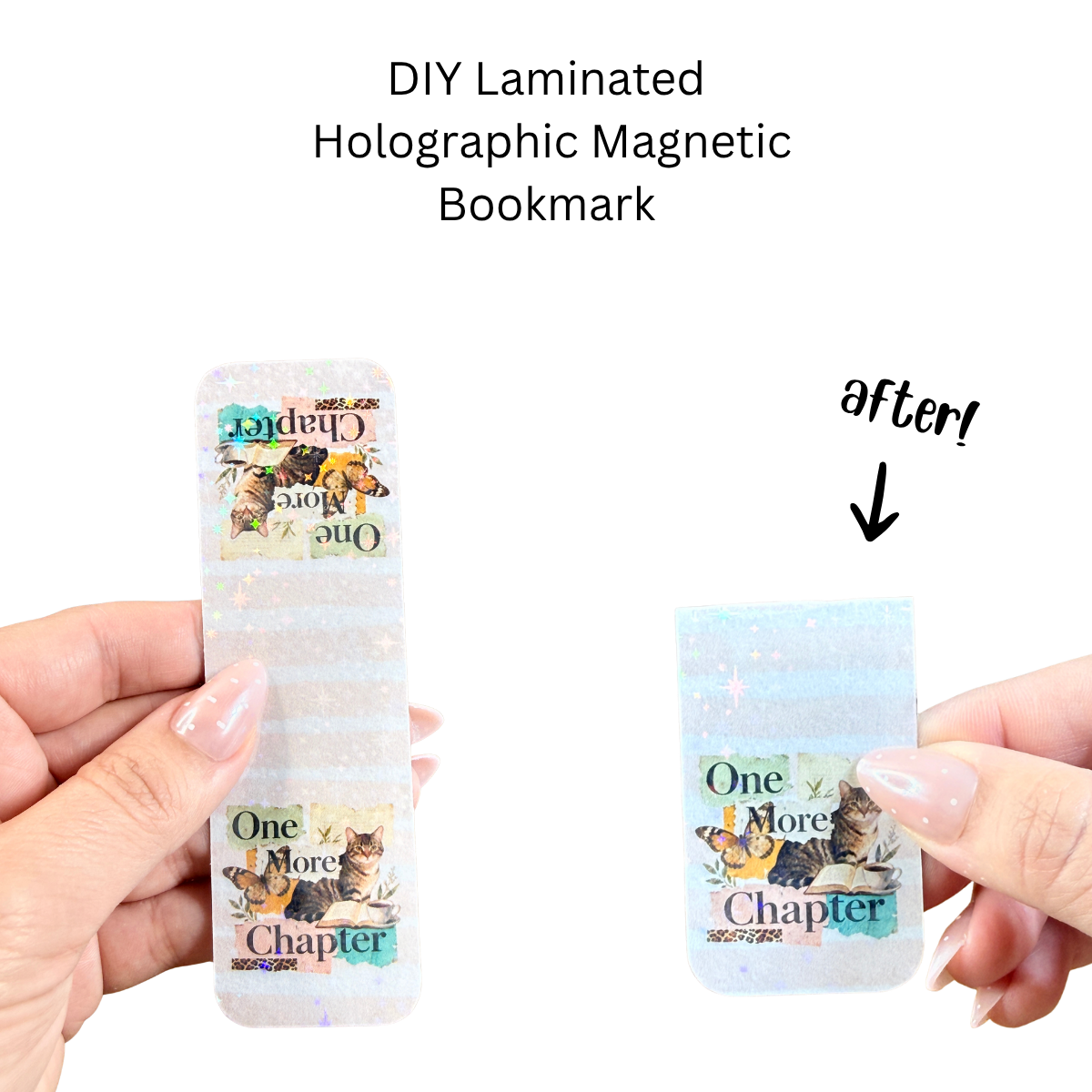 One More Chapter Cat Holographic Rectangle Magnetic Bookmark DIY