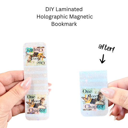 One More Chapter Cat Holographic Rectangle Magnetic Bookmark DIY