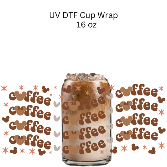 Mouse  Brown Coffee UV DTF Cup Wrap