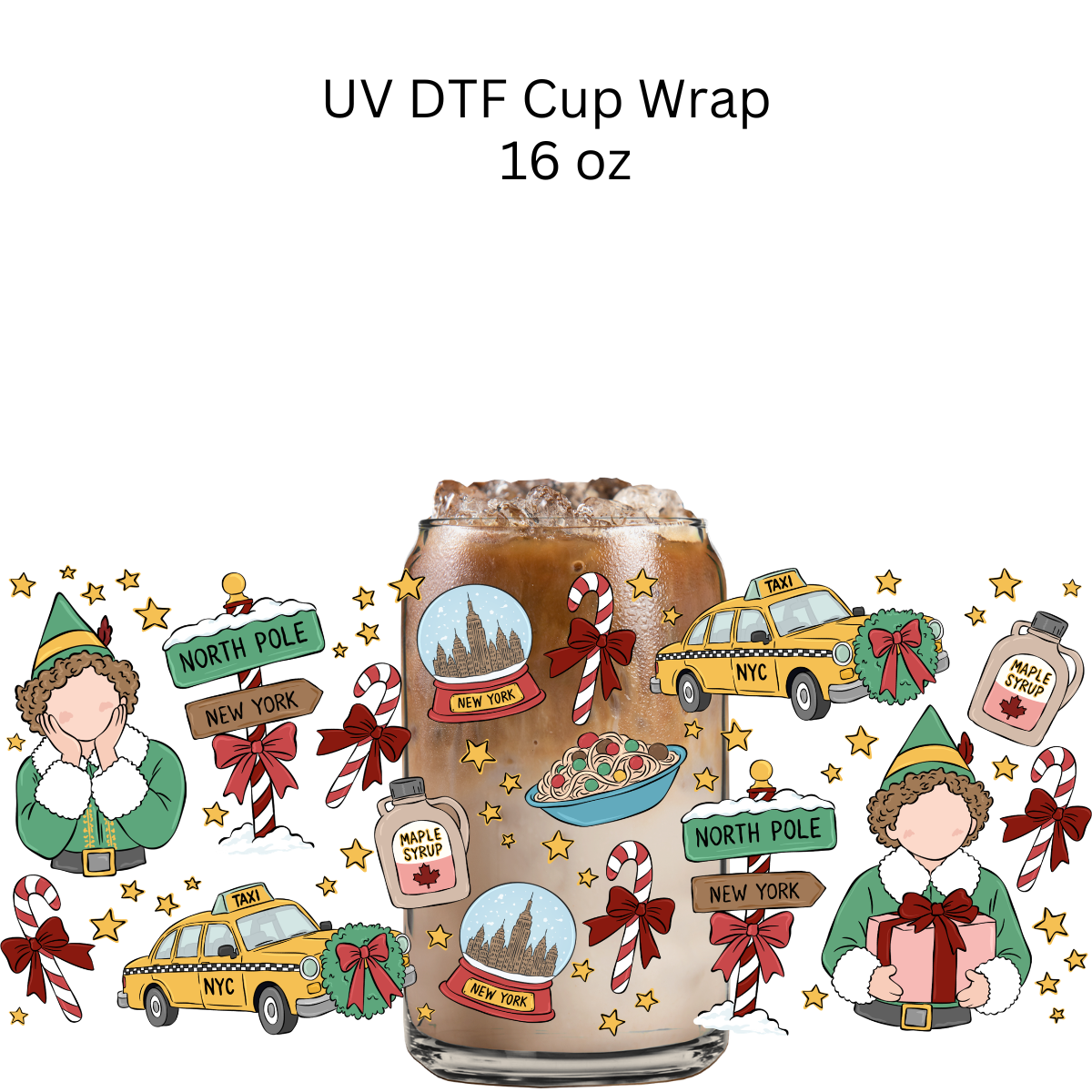 North Pole to New York UV DTF Cup Wrap