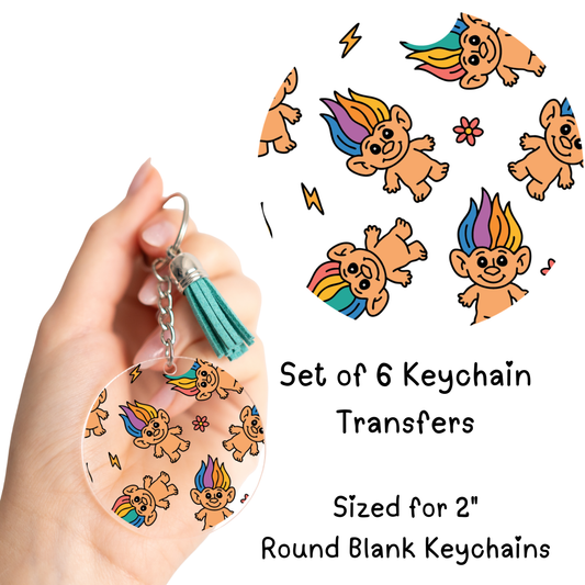 Rainbow Trolls Round Keychain Transfer