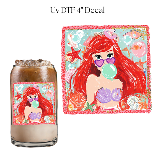 Mermaid Bubblegum 4” UV DTF Cup Decal