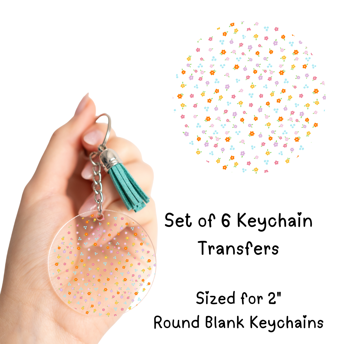 Tiny Flowers Round Keychain Transfers