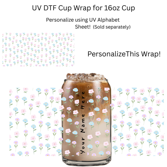 Flowers With Stems PERSONALIZE UV DTF Cup Wrap