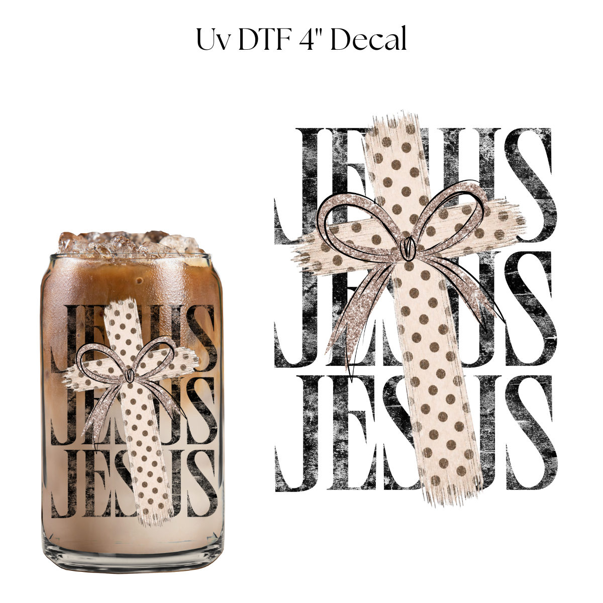 Jesus Polka Cross 4” UV DTF Cup Decal