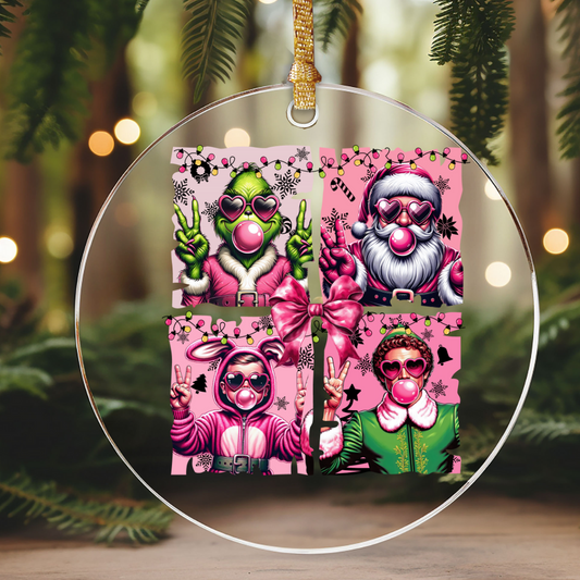 Pink Bubble Gum 4x Ornament Size UV DTF DOUBLE SIDED