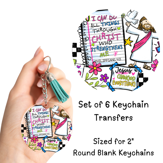 I Can Do All Things Round Keychain Transfer
