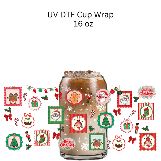 Christmas Red and Green Frames UV DTF Cup Wrap