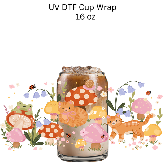 Cats Frog Mushroom UV DTF Cup Wrap