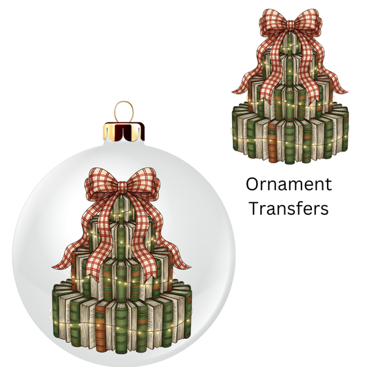 Christmas Book Tree Ornament Transfer UV DTF