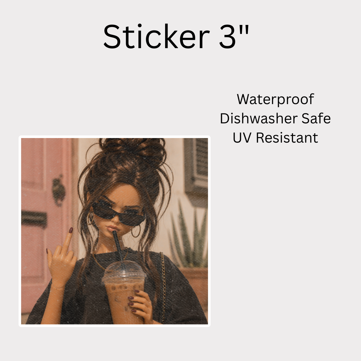 Barb Middle Finger White Vinyl Sticker