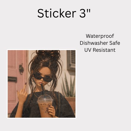 Barb Middle Finger White Vinyl Sticker