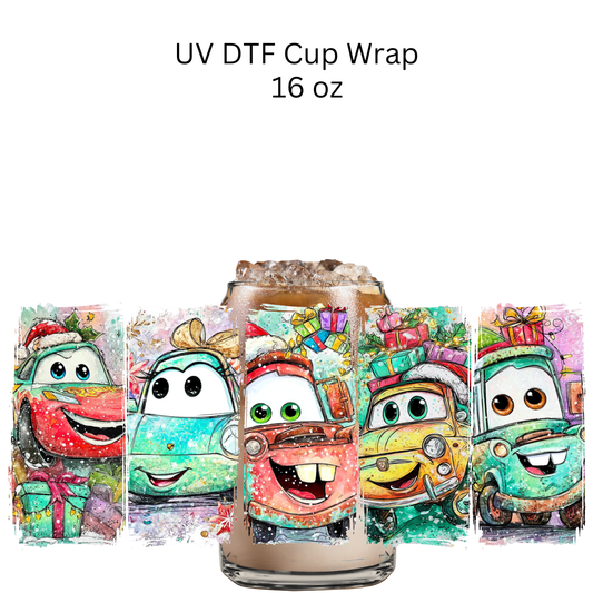 Cars Christmas Wrap UV DTF Cup Wrap