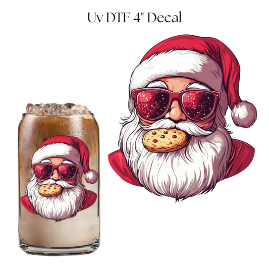 Santa Eating Cookie 4” UV DTF Decal