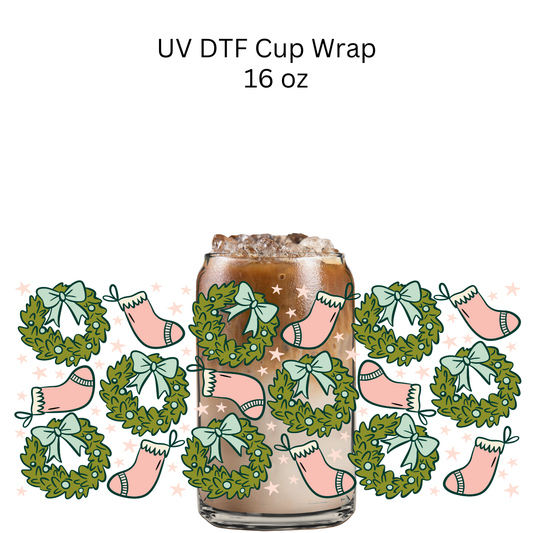 Wreaths and Socks UV DTF Cup Wrap