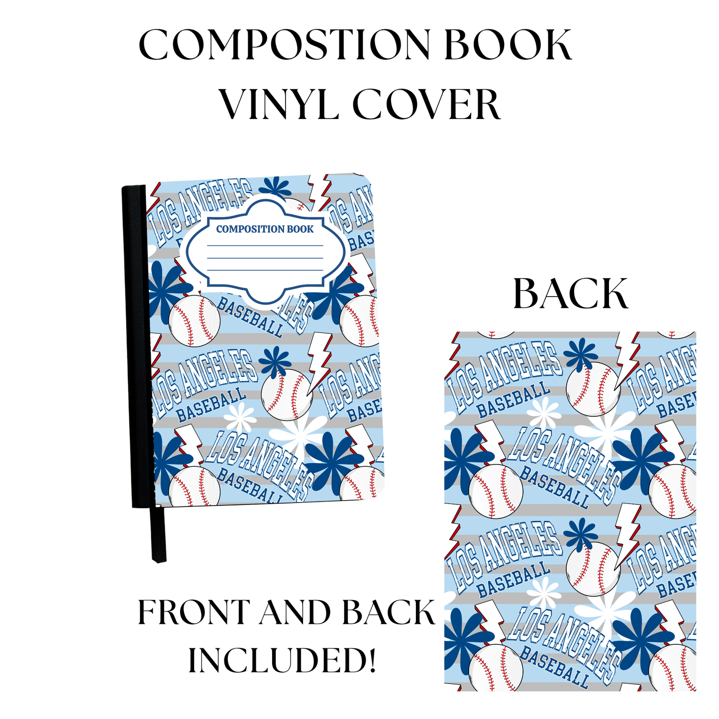 Blue Baseball Composition Notebook Vinyl Cover