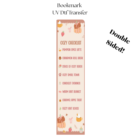Cozy Checklist UV DTF Bookmark Transfer