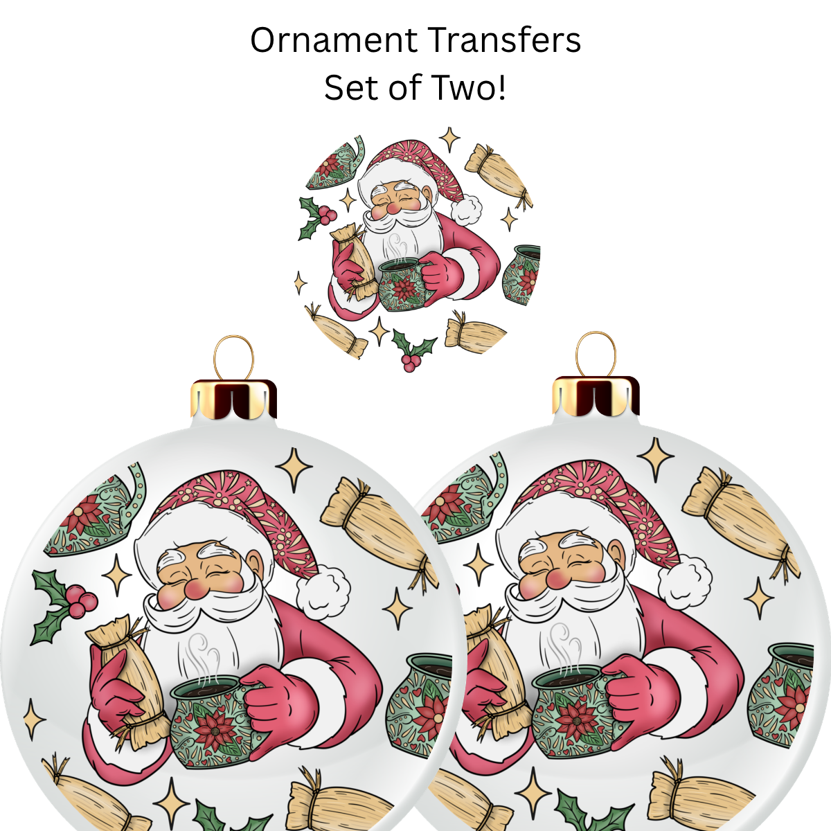 Santa y Tamales Ornament Transfer UV DTF (Set of 2)
