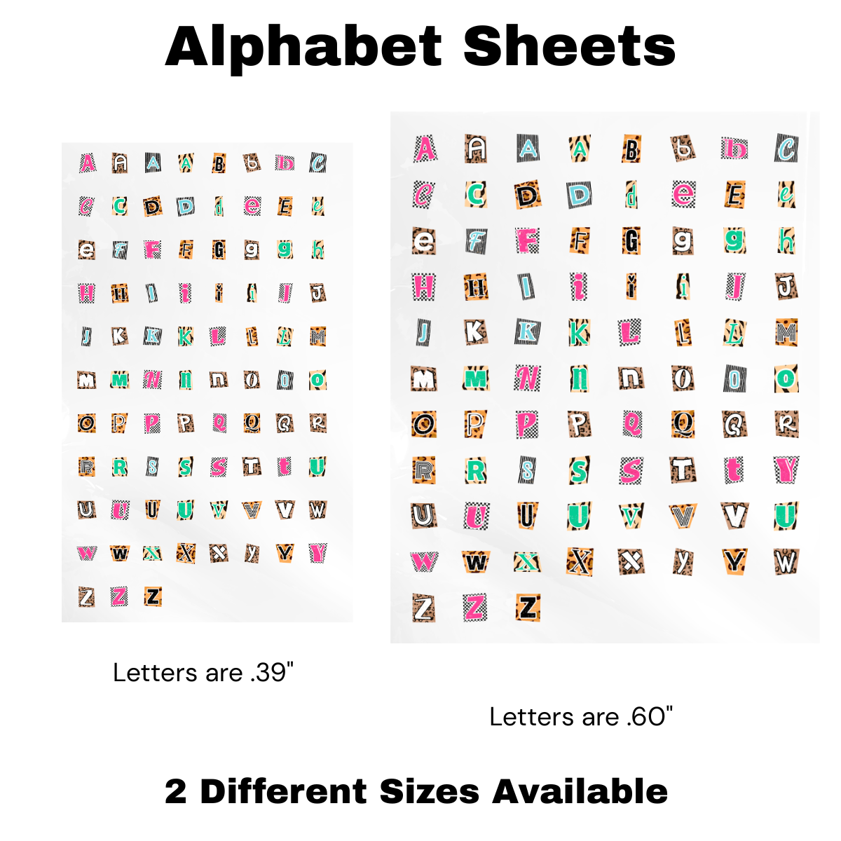 Animal Print Alphabet Sheet UV WRAP (TWO different Sizes)