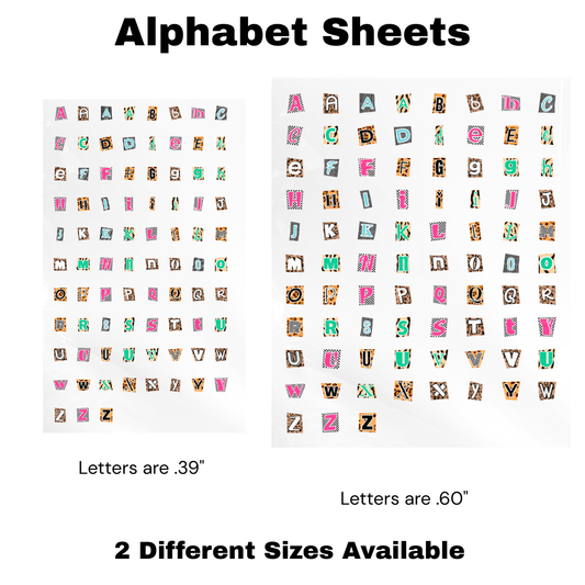 Animal Print Alphabet Sheet UV WRAP (TWO different Sizes)