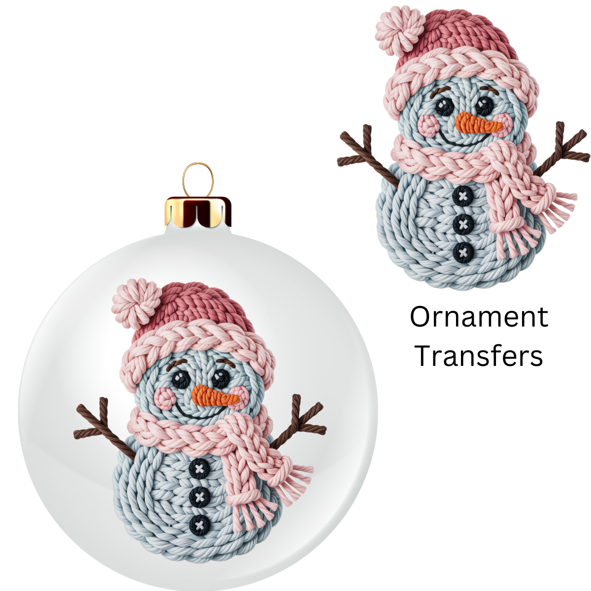 Snowman Faux Yarn Ornament UV DTF