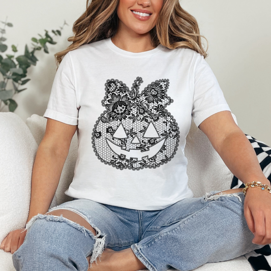 Lace Pumpkin BLACK Single Color DTF Transfer