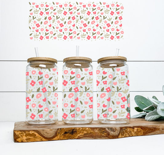 Pink Small Flowers UV Wrap / Lid DOUBLE SIDED