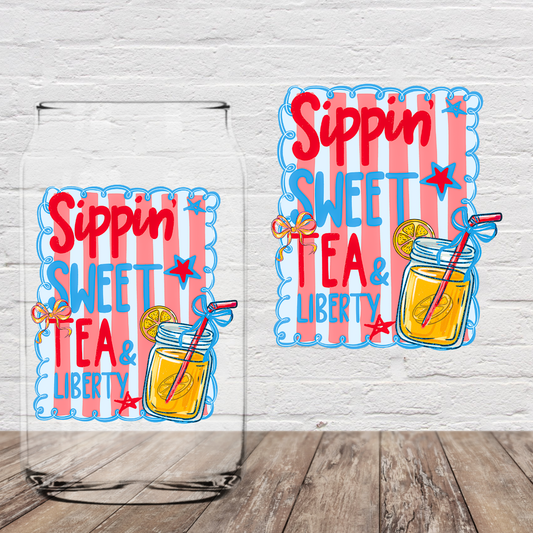 Sipping Sweet Tea and Liberty 4" UV DTF (Print to Order)