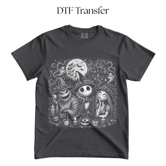 Halloween Nightmare Single Color DTF Transfer (Press on Black)
