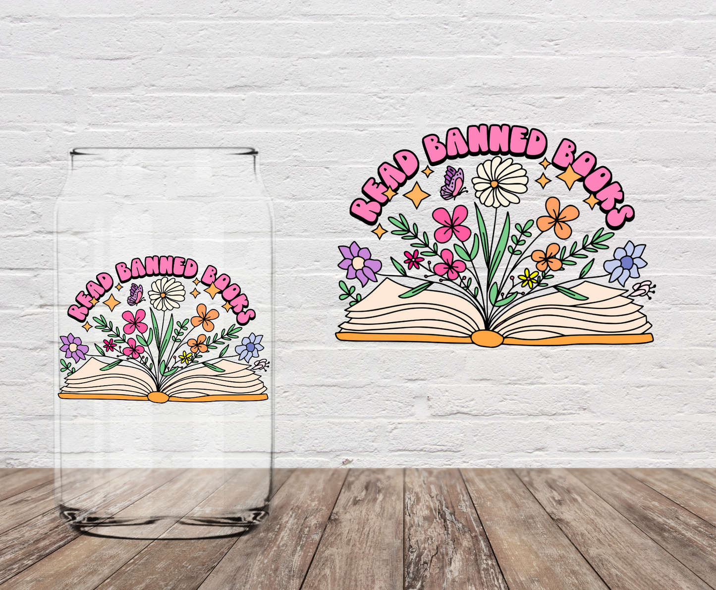 Read Banned Books Floral Book 4" UV DTF