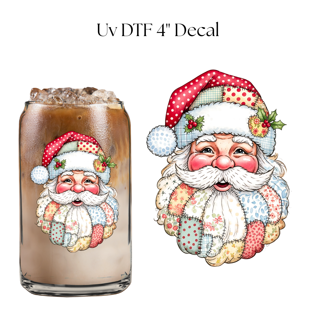 Santa Patches 4” UV DTF Decal