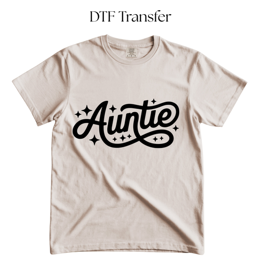 Auntie Black Single Color DTF Transfer