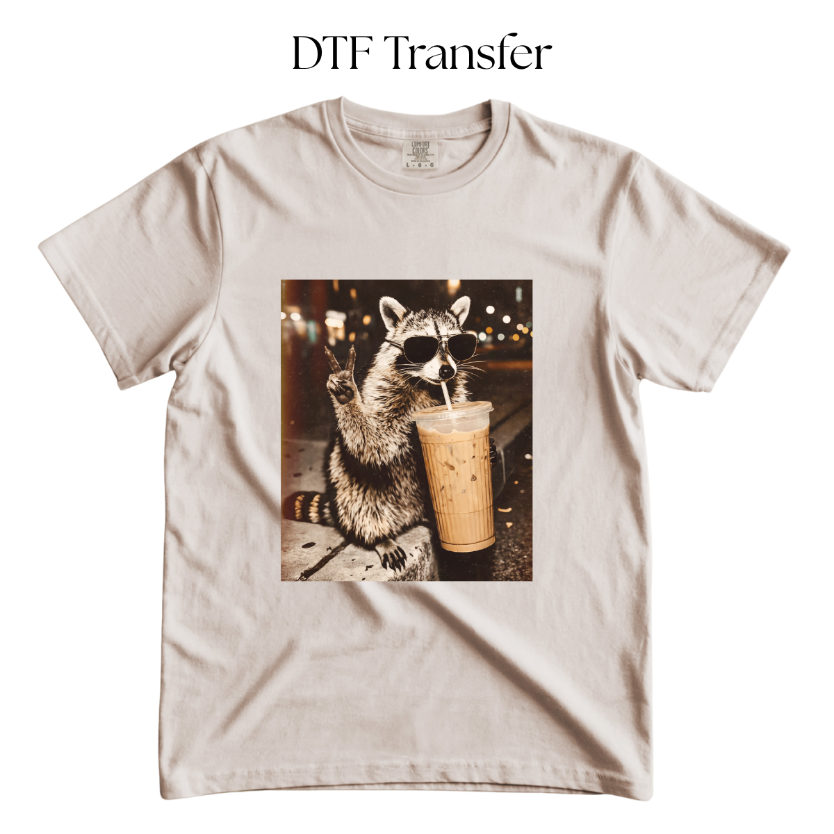 Raccoon Coffee DTF Transfer