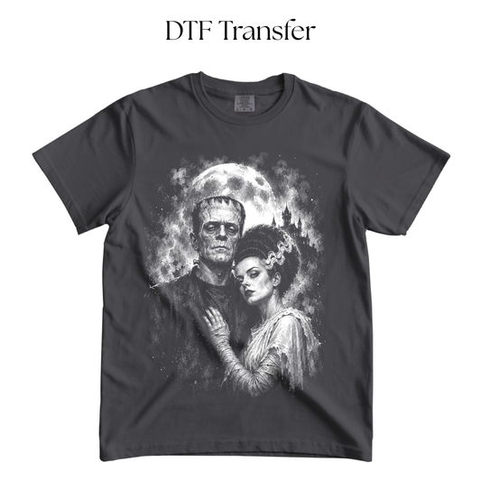 Frank and Bride Single Color DTF Transfer (Print in Black)
