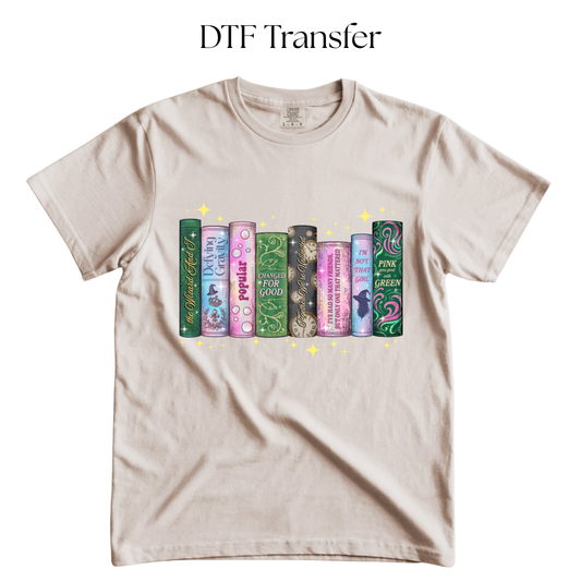 Pink and Green Wicked Books DTF Transfer